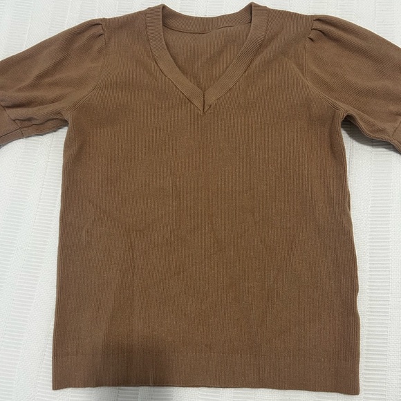 no brand Sweaters - Elegant Women's V-Neck Sweater in Brown
